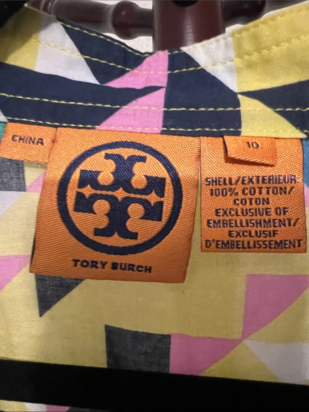 Tory Burch Multicolor Geometric V-Neck Long Sleeve Top